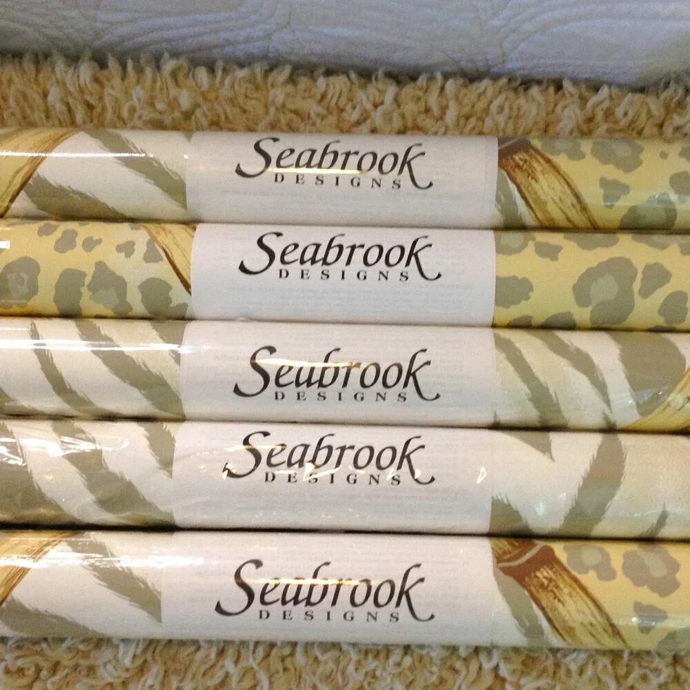 5 Rolls Seabrook Designs Single Roll Pre-pasted Wallpaper; Bamboo and Animal Prt